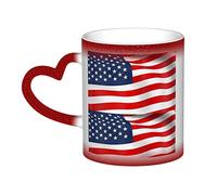 YINGD Tasse à café en céramique avec drapeau américain qui change de couleur dans le ciel, tasse à café de Noël