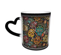 YINGD Tasse en céramique avec têtes de mort mexicaines en sucre - Tasse de voyage en céramique sensible à la chaleur