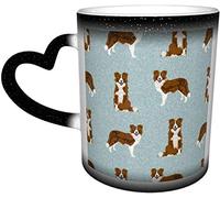 YINGD Tasse en céramique Border Collie Dog Red Border Collie Race de chien bleu sensible à la chaleur Changement de couleur Mug dans le ciel Tasse à café en céramique