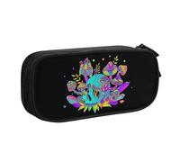 YINGD TEQUAN Trousse à crayons de grande capacité avec 2 compartiments Motif champignons bleus, multicolore, Style européen et américain, rétro, moderne
