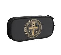 YINGD TEQUAN Trousse à crayons de grande capacité avec 2 compartiments Motif croix égyptienne Ankh, multicolore, Style européen et américain, rétro, moderne