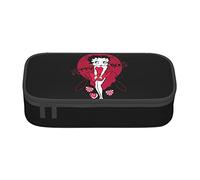 YINGD Trousse à crayons Betty Boop Anime Papeterie Sac Porte-stylo Grande capacité pour les étudiants Mignon Simple Trousse de maquillage école Unisexe Marchandises Personnage pré-, Noir , 21x10.5x5cm