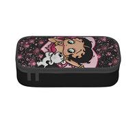 YINGD Trousse à crayons Betty Boop Anime Papeterie Sac Porte-stylo Grande capacité pour les étudiants Mignon Simple Trousse de maquillage école Unisexe Marchandises Personnage pré-, Noir , 21x10.5x5cm