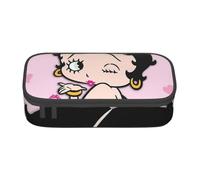 YINGD Trousse à crayons Betty Boop Anime Papeterie Sac Porte-stylo Grande capacité pour les étudiants Mignon Simple Trousse de maquillage école Unisexe Marchandises Personnage pré-, Noir , 21x10.5x5cm