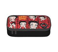 YINGD Trousse à crayons Betty Boop Anime Papeterie Sac Porte-stylo Grande capacité pour les étudiants Mignon Simple Trousse de maquillage école Unisexe Marchandises Personnage pré-, Noir , 21x10.5x5cm