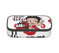 YINGD Trousse à crayons Betty Boop Anime Papeterie Sac Porte-stylo Grande capacité pour les étudiants Mignon Simple Trousse de maquillage école Unisexe Marchandises Personnage pré-, Noir , 21x10.5x5cm