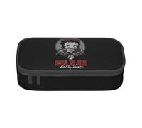 YINGD Trousse à crayons Betty Boop Anime Papeterie Sac Porte-stylo Grande capacité pour les étudiants Mignon Simple Trousse de maquillage école Unisexe Marchandises Personnage pré-, Noir , 21x10.5x5cm