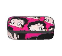 YINGD Trousse à crayons Betty Boop Anime Papeterie Sac Porte-stylo Grande capacité pour les étudiants Mignon Simple Trousse de maquillage école Unisexe Marchandises Personnage pré-, Noir , 21x10.5x5cm