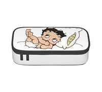 YINGD Trousse à crayons Betty Boop - Grande capacité - Fournitures de bureau - Jolie pochette de maquillage pour garçons et filles, Noir , 21x10.5x5cm, Organiseur de sac