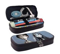 YINGD Trousse à crayons Love Corpse Bride en cuir marron pour fournitures scolaires et de bureau pour enfants, adolescents et adultes, Noir , 21x10.5x5cm, Organiseur de sac