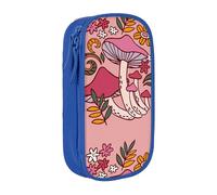 YINGD XMXY Trousse à crayons de grande capacité avec fermeture éclair pour adolescente et fille Motif champignons et fleurs d'automne Bleu, multicolore, Style européen et américain, rétro, moderne