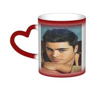 YINGD Zac Mug Efron - Un mug ciel étoilé de 355 ml en céramique qui change de couleur - Image révélée lorsque le liquide chaud est ajouté ! Rouge