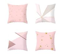 Yingeen Lot de 4 Housses de Coussins 55x55cm Rose Géométrique Hiver Coussin Canape Decoration Linen Carré Taie Oreiller Housse Coussin Canapé Lit pour Chambres Deco J-1841