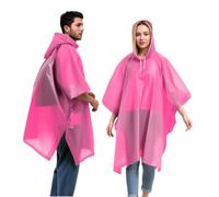 YingErTool Lot de 2 ponchos de pluie imperméables légers et réutilisables avec capuche, poncho d'urgence portable pour adultes, famille, randonnée, cyclisme, camping, Rose, taille unique
