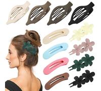 YINGFENG Lot de 12 pinces à cheveux plates pour femme et fille - Mat - Antidérapantes - Pour cheveux fins et épais - Accessoires de fête de mariage