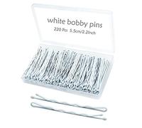 YINGFENG Lot de 220 épingles à cheveux blanches ondulées pour femme, 5,6 cm, avec boîte de rangement, parfaites pour les femmes à cheveux gris ou blancs