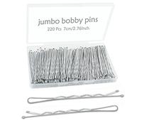 YINGFENG Lot de 220 grandes épingles à cheveux argentées de 7,9 cm pour cheveux longs, super adhérentes, avec boîte, réutilisables et antidérapantes, idéales pour les cheveux épais, excellente tenue sur les cheveux fins