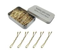 YINGFENG Lot de 220 mini épingles à cheveux ondulées de 3,5 cm, petites pinces à cheveux dorées avec boîte de rangement pour chignons, pinces à cheveux en métal pour enfants, filles et femmes, adaptées à tous les types de cheveux