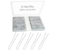 YINGFENG Lot de 330 épingles à cheveux argentées en forme de U pour chignons, épingles à cheveux argentées de 6,1 cm avec boîte de rangement pour chignons français