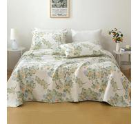 Yinghesheng Couvre liten Coton matelassé à Fleurs Vertes, Dessus de lit 2 Personnes, Couvre lit 1 Personne, pour Toutes Les Saisons,220x240cm