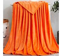 Yinghesheng Plaid en Polaire Uni Couverture en Microfibre Douce, Couverture de Lit Fausse Fourrure Double Face Plaid Jeté de Canapé Flanelle Ultra Doux et Chaud pour Adultes, Enfants,Orange,150x200cm