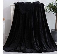 Yinghesheng Plaid en Polaire Uni Couverture en Microfibre Douce, Couverture de Lit Fausse Fourrure Double Face Plaid Jeté de Canapé Flanelle Ultra Doux et Chaud pour Adultes, Enfants,Noir,180x200cm