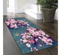 Yinghesheng Tapis Couloir Cuisine Long,70x300cm Multicolore Tapis Cuisine Devant Evier,Lavable Antidérapant,Tapis Entree Interieur Long, Motif azalée Rose Tapis pour Couloir Chambre Cuisine
