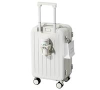 Yinghesheng Valise Cabine Bagages Cabine Valise légère à Coque Rigide ABS + PC Valise Trolley 4 Double Roues Valise Rigide Soute Valise de VoyageSerrure TSA, Blanc,S20 inch