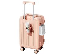 Yinghesheng Valise Cabine Bagages Cabine Valise légère à Coque Rigide ABS + PC Valise Trolley 4 Double Roues Valise Rigide Soute Valise de VoyageSerrure TSA, Rose,L28 inch