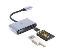 YINGhhh Lecteur de cartes USB de type C vers double fente - Transfert de fichiers rapide - Pas besoin de pilote - Texture PVC pour voyage et entreprise - Convertisseurs de transfert de données