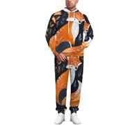 YINGLIMY Ensemble de survêtements pour homme - Avec capuche et pantalon - Motif renards - Décontracté - Animal - Jogging, 4, M