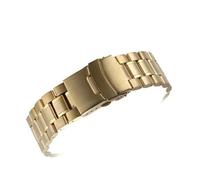 YINGO Bande de montre d'extrémité courbée 18mm 20mm 22mm 24mm Montre de rechange 24mm Sangle Fermoir sécurisé Bracelet de bracelet en acier inoxydable avec broches(Gold,22mm)