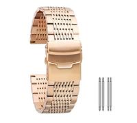 YINGO Bracelet De Montre Unisexe En Acier Inoxydable, 18mm, 20mm, 22mm, 24mm, Or/Rose/bleu, Fermoir Pliant Avec Sécurité Avec Barres À Ressort(Rose gold,18mm)
