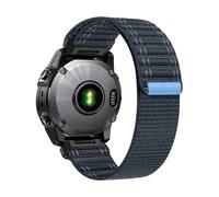 YINGO Bracelet en nylon 26 mm/22 mm compatible avec Garmin Fenix 8 E, 7, 7X, 6, 6X, 5, 5X, bracelets sport compatibles avec Forerunner 965, 955, 970 et Tactix 8.(BLUE WHITE,QuickFit 22mm)