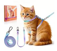 Yingphia Ensemble harnais et laisse pour chat, anti-fuite, 4 en 1 amovible et réglable, confortable, doux, léger, harnais pour chaton de petite, moyenne et grande taille (S, bleu ciel)