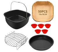 YINGRACE 21CM Accessoires Air Fryer, 5PCS XL Moule Compatible pour Philips Airfryer XL 6,2L, Moulinex 5L, Cecotec 5,5L, Silicone Moule Air Fryer Accessoires, Accessoires pour Friteuses à Air