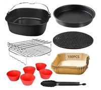 YINGRACE Accessoires Air Fryer Set de 11 pièces, Carré Moule Air Fryer XXL Compatible pour Philips 7,2L, COSORI 5,5L, Cecotec 6L, sans BPA antiadhésif, avec Papier Cuisson Air Fryer
