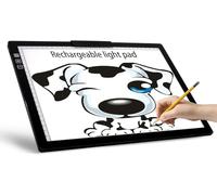 YINGWOND Tablette Lumineuse A4, Rechargeable Table Lumineuse LED Portable sans Fil avec Support Intégré et Pince Supérieure, 6 Niveaux de Luminosité pour Peinture Diamant, Dessin, Croquis