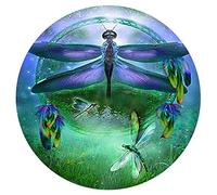 Yingxin34 Puzzle 1000 pièces Deux libellules Ailes Violettes Puzzle Classique Kit de Bricolage Jouet Cadeau Unique décor à la Maison Puzzle Circulaire