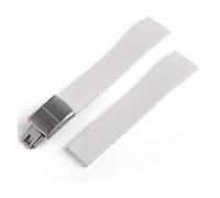 YingYou Bracelet de montre CTS en caoutchouc 16, 18, 19, 20, 21, 22 mm, à dégagement rapide, boucle argentée originale, bracelet de montre FKM à découper sur mesure(White With Buckle,21mmx18mm)