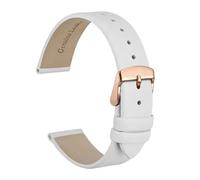 YingYou Bracelet De Montre Élégant En Cuir Véritable 8mm 10mm 12mm 14mm 16mm 18mm 20mm 22mm, Bracelets De Remplacement For Femmes(White-Rose,20mm)