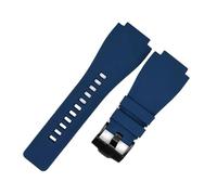 YingYou Bracelet De Montre En Caoutchouc Souple Compatible Avec La Série Bell & Ross BR-01 BR-03, Bouche Convexe Noire 24 X 35 Mm, Boucle Ardillon, Bracelet De Rechange(Blue,24X35MM_SILVER BUCKLE)