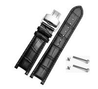 YingYou Bracelet De Montre En Cuir Cranté, 20x11mm, 22x13mm, Compatible Avec GC Guess Passa, Chaîne De Montre Étanche En Cuir Véritable For Hommes Et Femmes(Black-silver,22x13mm)