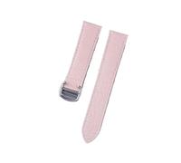 YingYou Bracelet de montre en cuir Crocodile, Compatible avec Tank London Solo, for hommes et femmes, 16mm, 17mm, 18mm, 19mm, 20mm(Pink silver buckle,13)