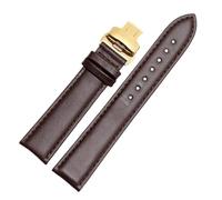 YingYou Bracelet De Montre En Cuir De Veau Véritable Lisse 18 Mm, 19 Mm, 20 Mm, 21 Mm, 22 Mm, 23 Lanières Souples, Boucle Papillon Automatique, Bracelet De Montre D'affaires(Brown golden Folding,19mm)
