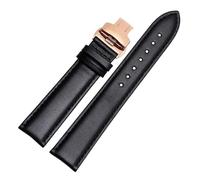 YingYou Bracelet De Montre En Cuir De Veau Véritable Lisse 18 Mm, 19 Mm, 20 Mm, 21 Mm, 22 Mm, 23 Lanières Souples, Boucle Papillon Automatique, Bracelet De Montre D'affaires(Black-RG Folding,19mm)