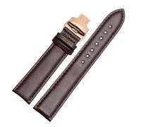 YingYou Bracelet De Montre En Cuir De Veau Véritable Lisse 18 Mm, 19 Mm, 20 Mm, 21 Mm, 22 Mm, 23 Lanières Souples, Boucle Papillon Automatique, Bracelet De Montre D'affaires(Brown RG Folding,19mm)