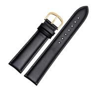 YingYou Bracelet De Montre En Cuir De Veau Véritable Lisse 18 Mm, 19 Mm, 20 Mm, 21 Mm, 22 Mm, 23 Lanières Souples, Boucle Papillon Automatique, Bracelet De Montre D'affaires(Black-gold pin,12mm)