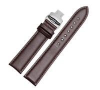 YingYou Bracelet De Montre En Cuir De Veau Véritable Lisse 18 Mm, 19 Mm, 20 Mm, 21 Mm, 22 Mm, 23 Lanières Souples, Boucle Papillon Automatique, Bracelet De Montre D'affaires(Brown steel Folding,14mm)