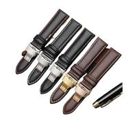 YingYou Bracelet De Montre En Cuir De Veau Véritable Lisse 18 Mm, 19 Mm, 20 Mm, 21 Mm, 22 Mm, 23 Lanières Souples, Boucle Papillon Automatique, Bracelet De Montre D'affaires(Brown W steel Fold,22mm)